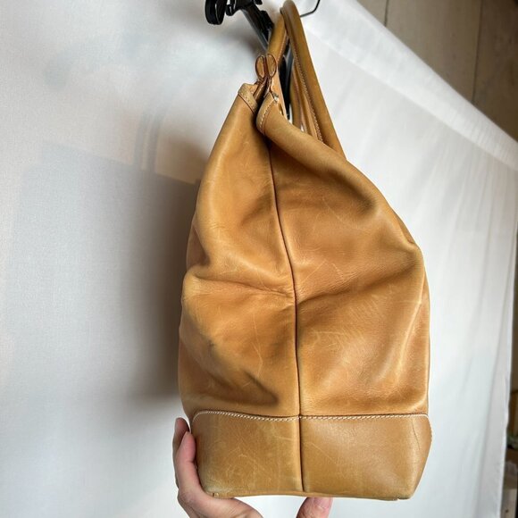 Gucci Authentic Vintage Light Tan Brown Leather Travel Weekender Duffle Hand Bag - Picture 6 of 17